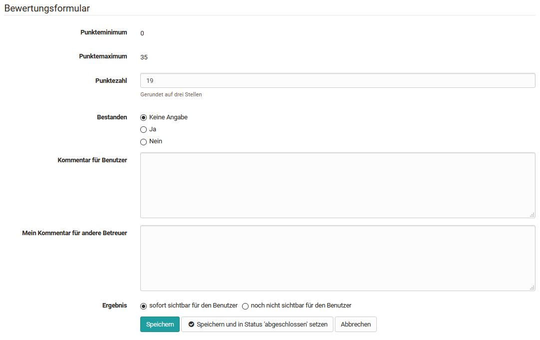 Assessment form