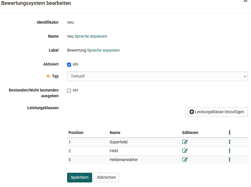 bewertungssystem textueller Typ