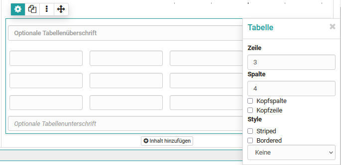 Formular Tabelle