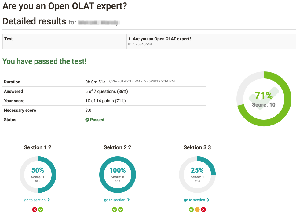 Result report