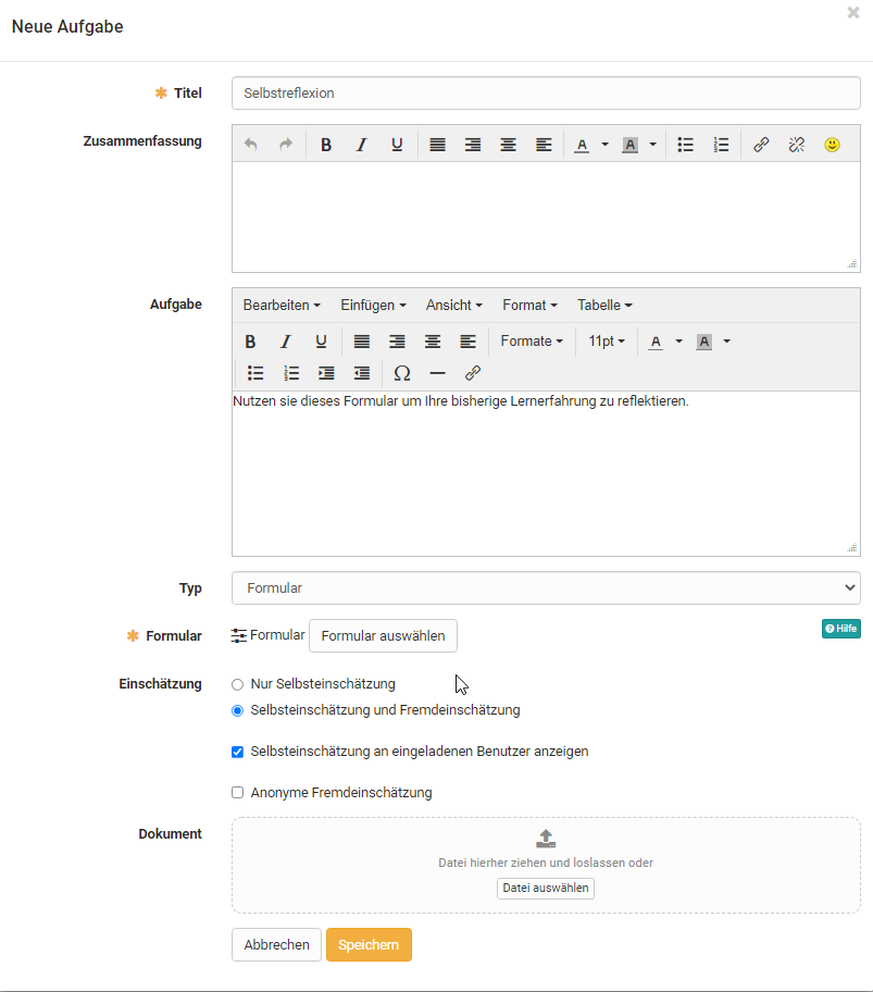 Create portfolio task with form