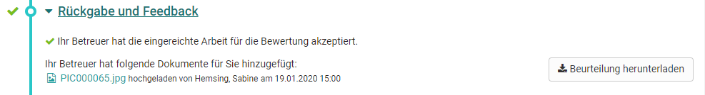 Info: Bearbeitung wurde akzeptiert und es gibt ein Feedback