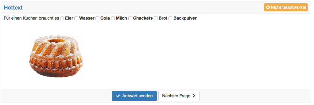 Beispiel Hottext Frage