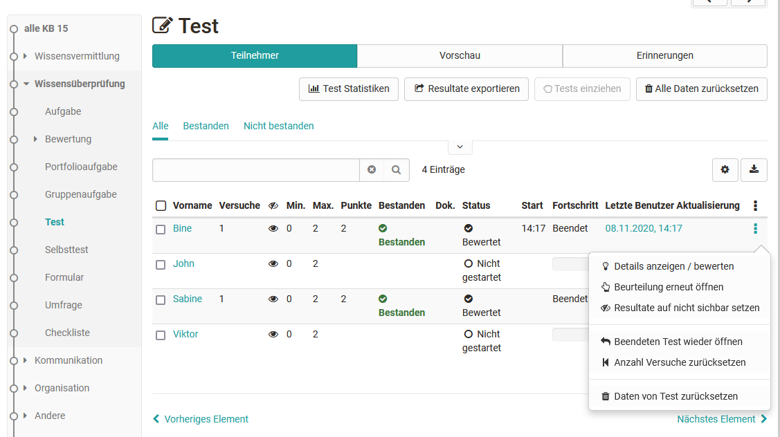 Test Kursrun Teilnehmerliste