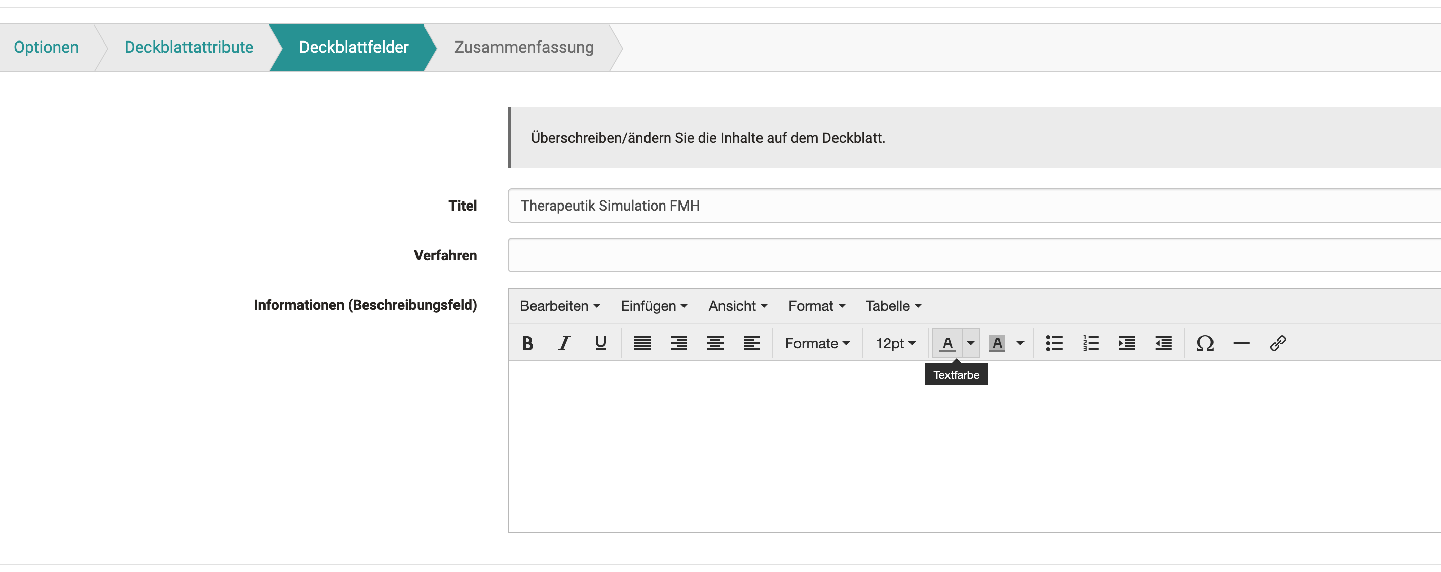 Offline Test Deckblattfelder