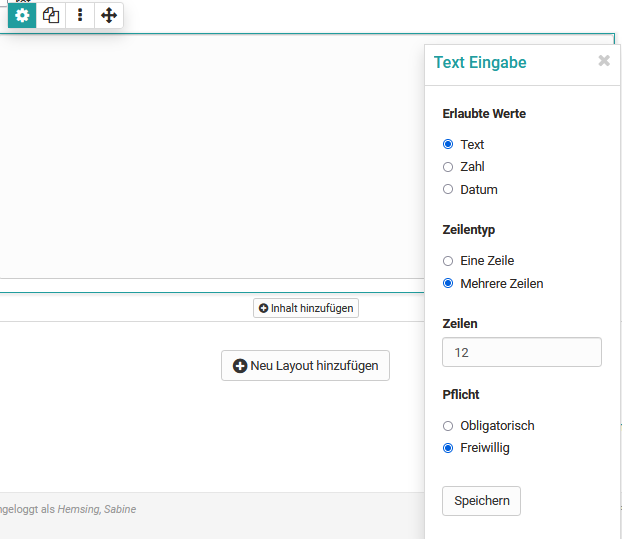 Formular Texteingabe