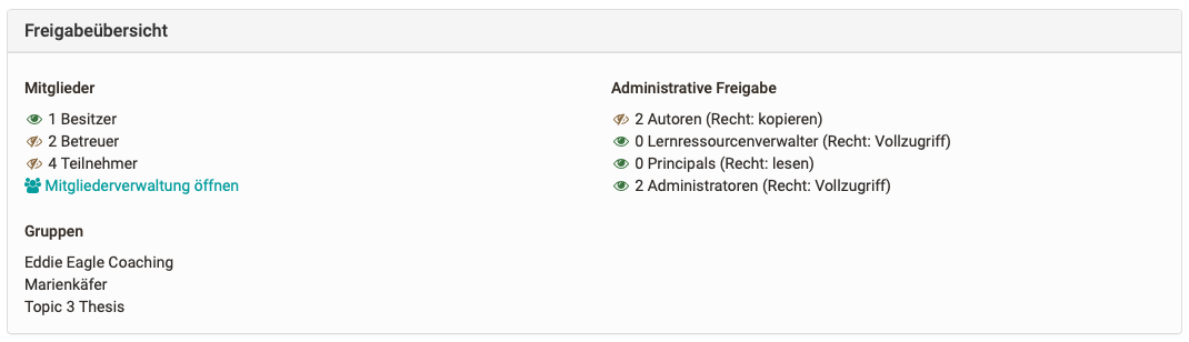 Konfiguration Freigabeübersicht