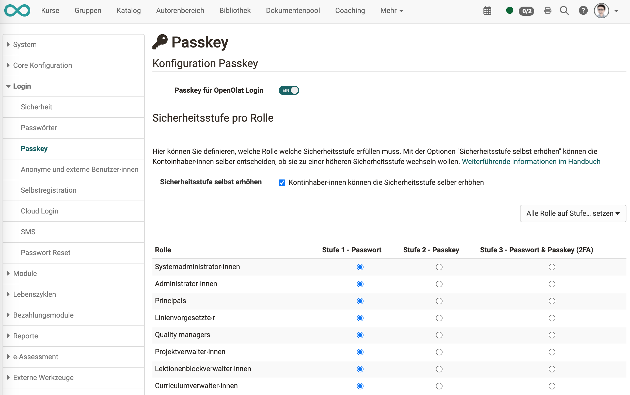 Passkey Sicherheitsstufen