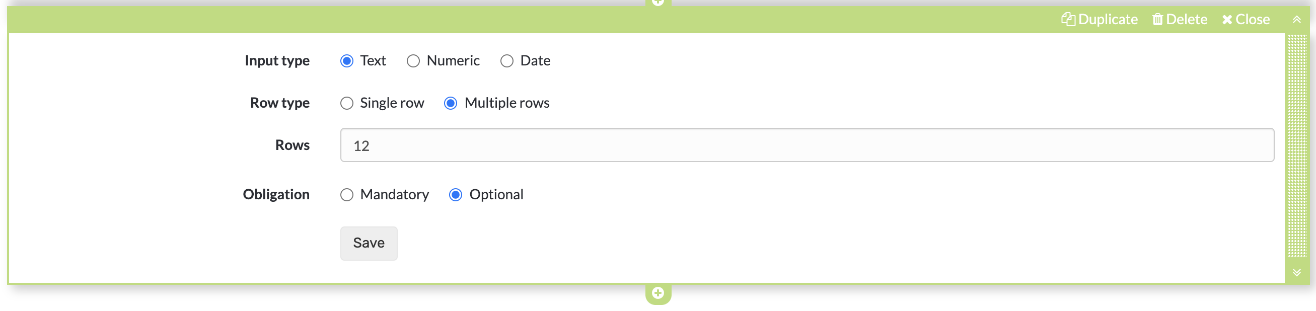 Form text input