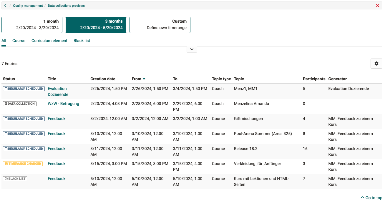 Data collection preview