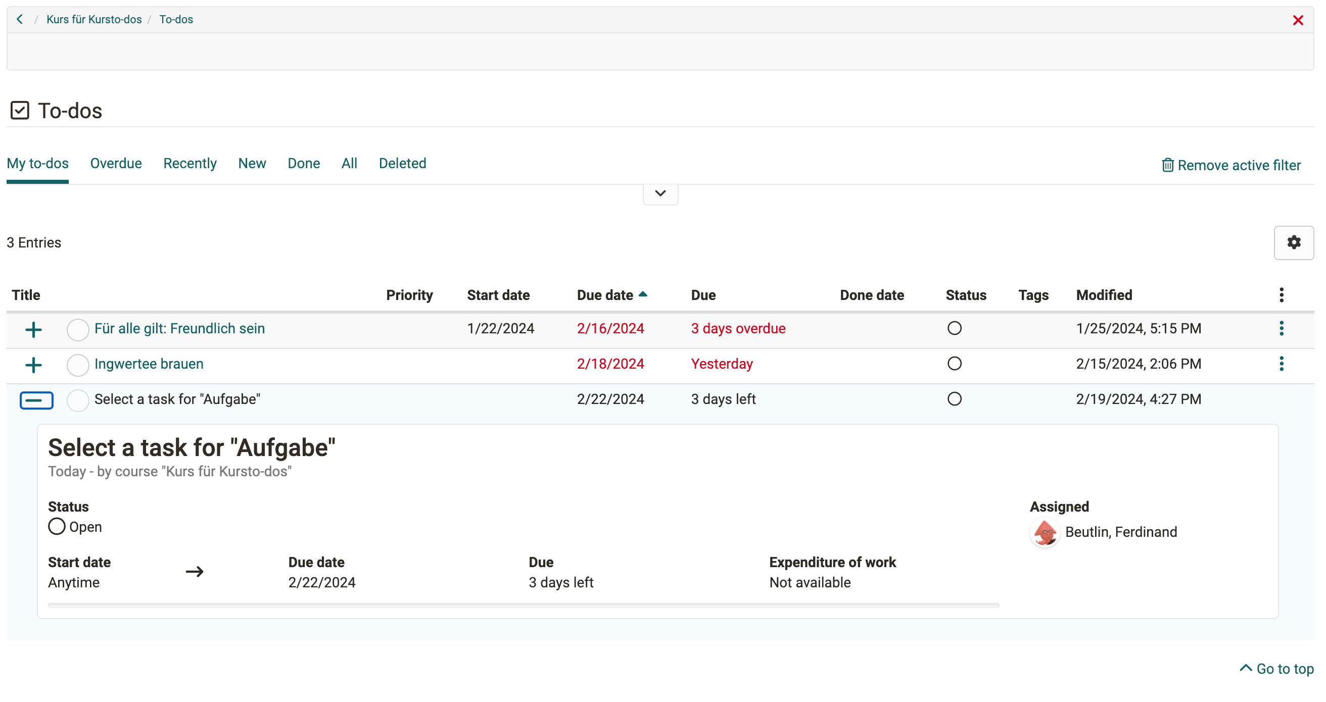 Task to-dos - overview for participants