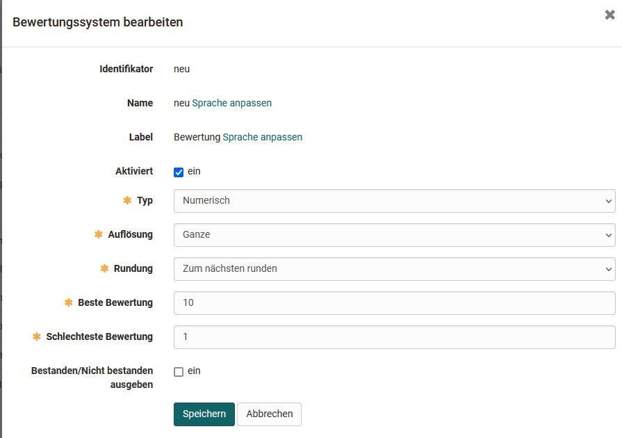 bewertungssystem erstellen