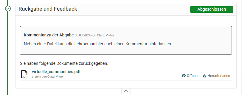 Info: Bearbeitung wurde akzeptiert und es gibt ein Feedback