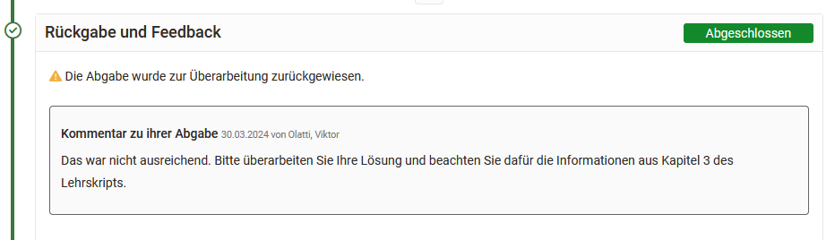 Info: Die Abgabe wurde zur Überarbeitung zurückgewiesen