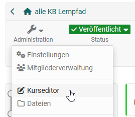 Administration, Link zum Kurseditor