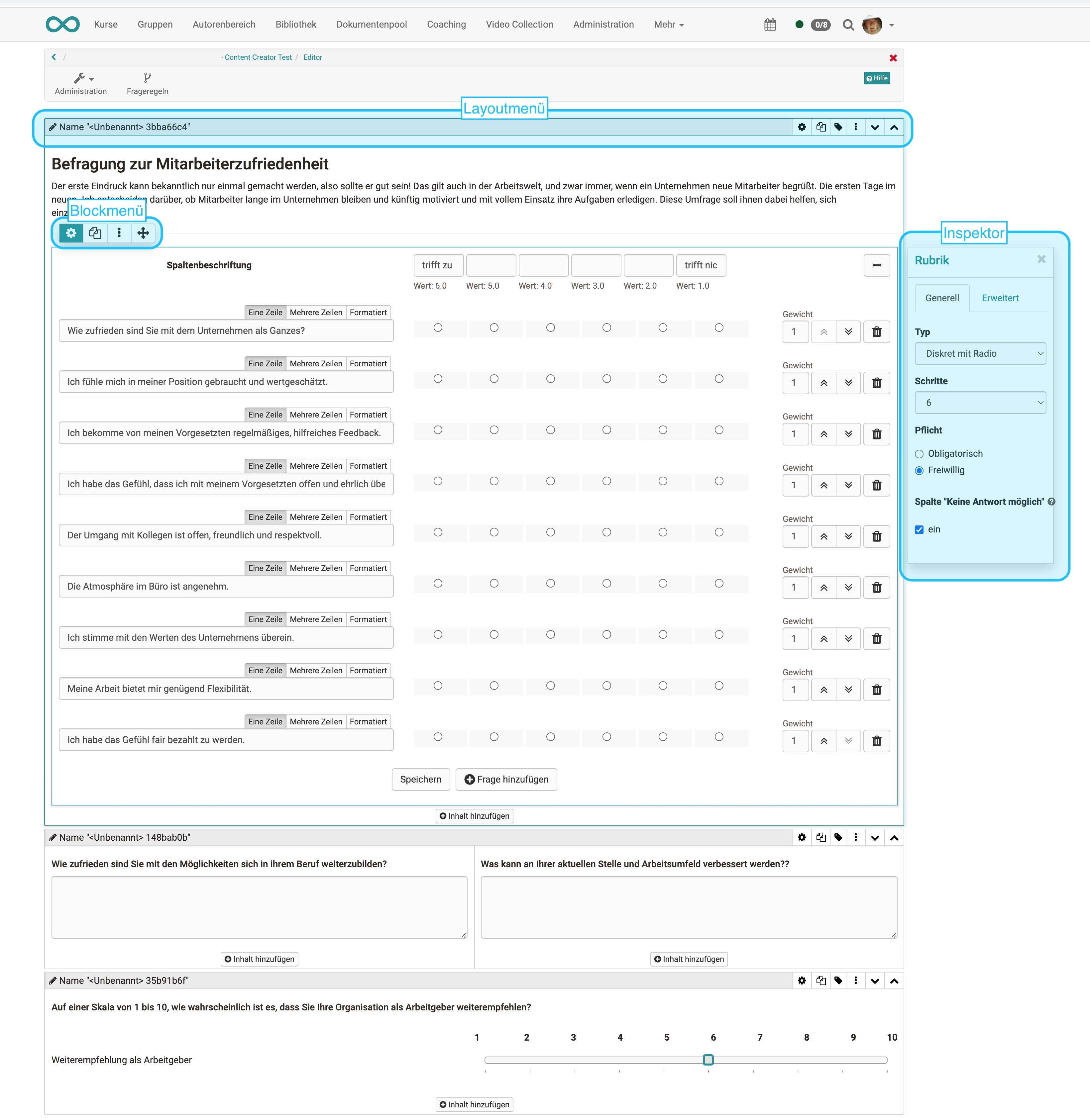 Layout-Auswahl im Formular-Editor