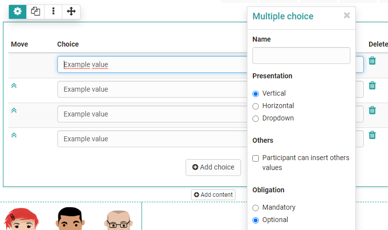 Form multiple choice