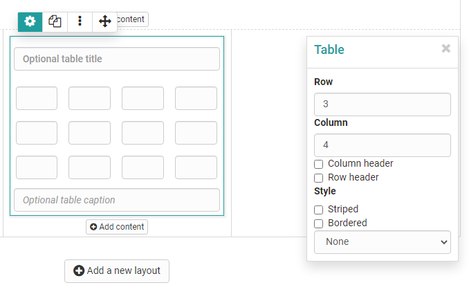 Form table