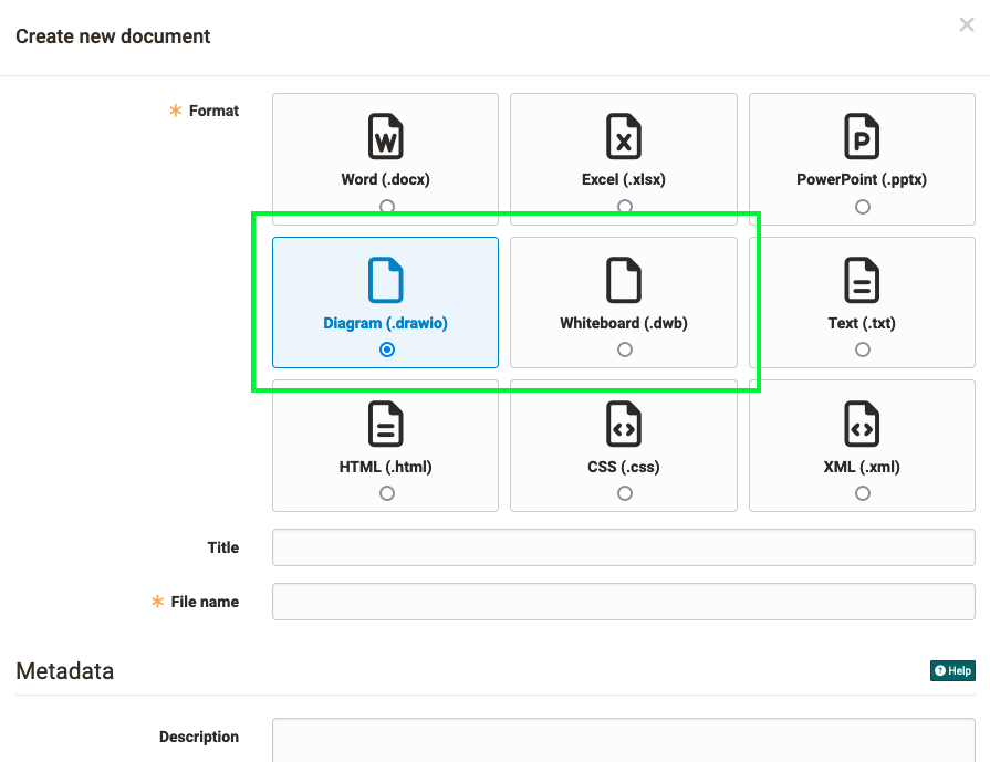 Create new document with Draw.io