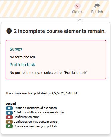 status problem course editor