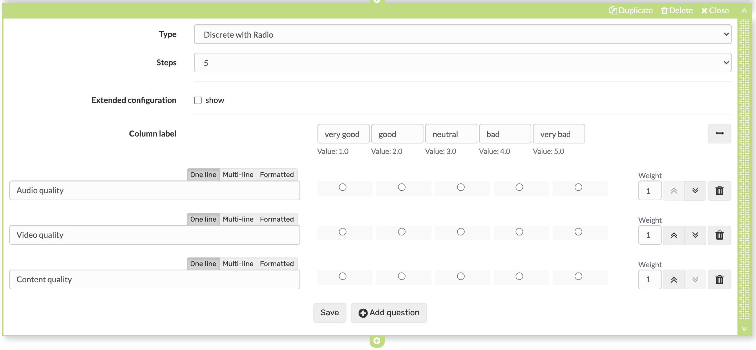 Form rubric