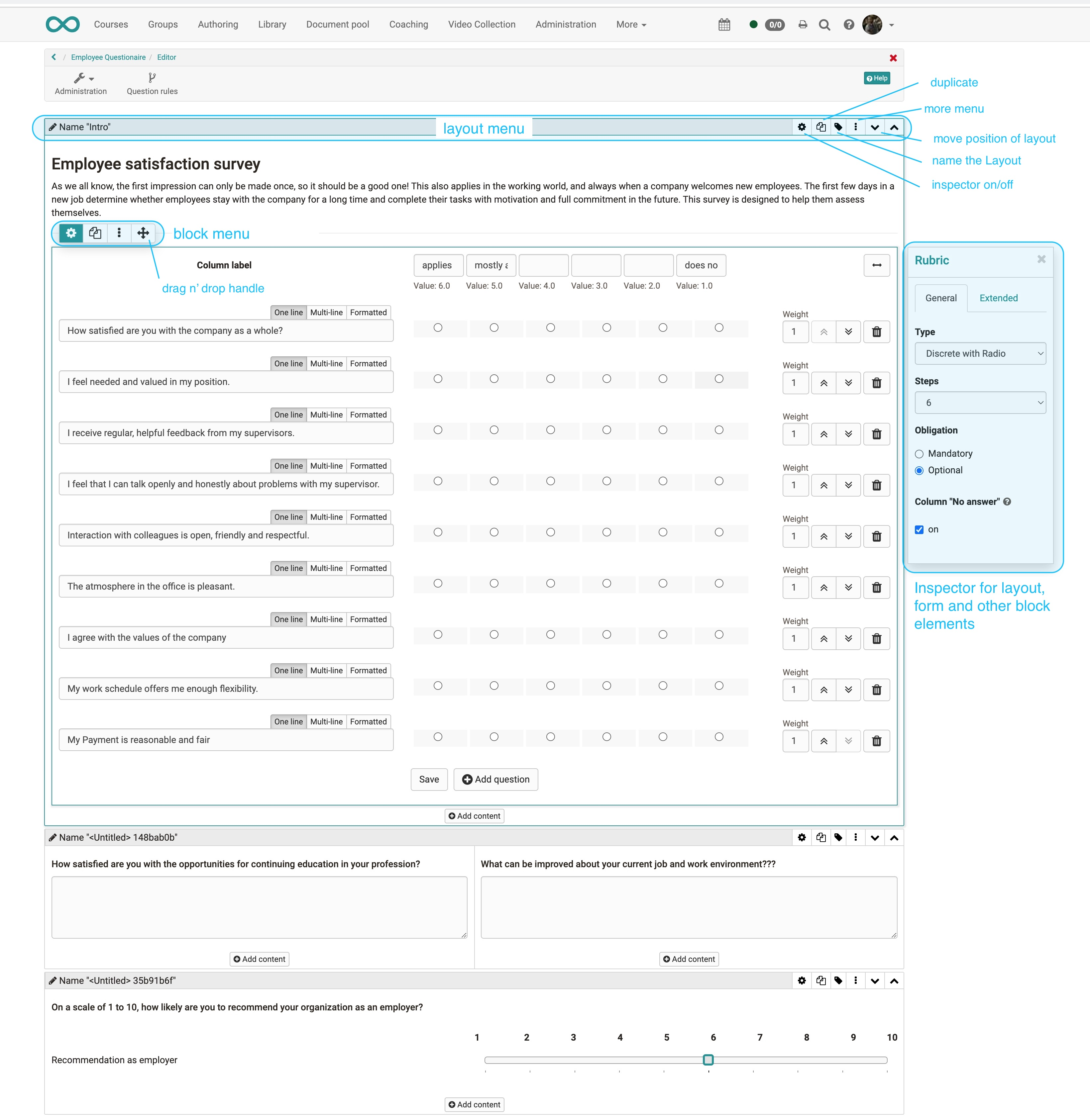 Layout selection in the form editor