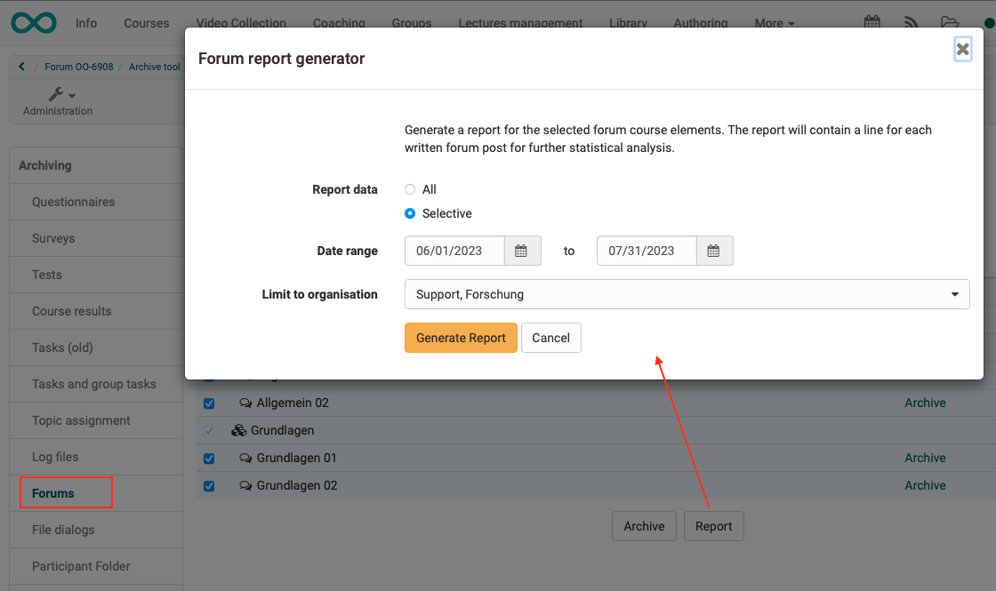 Start forum report