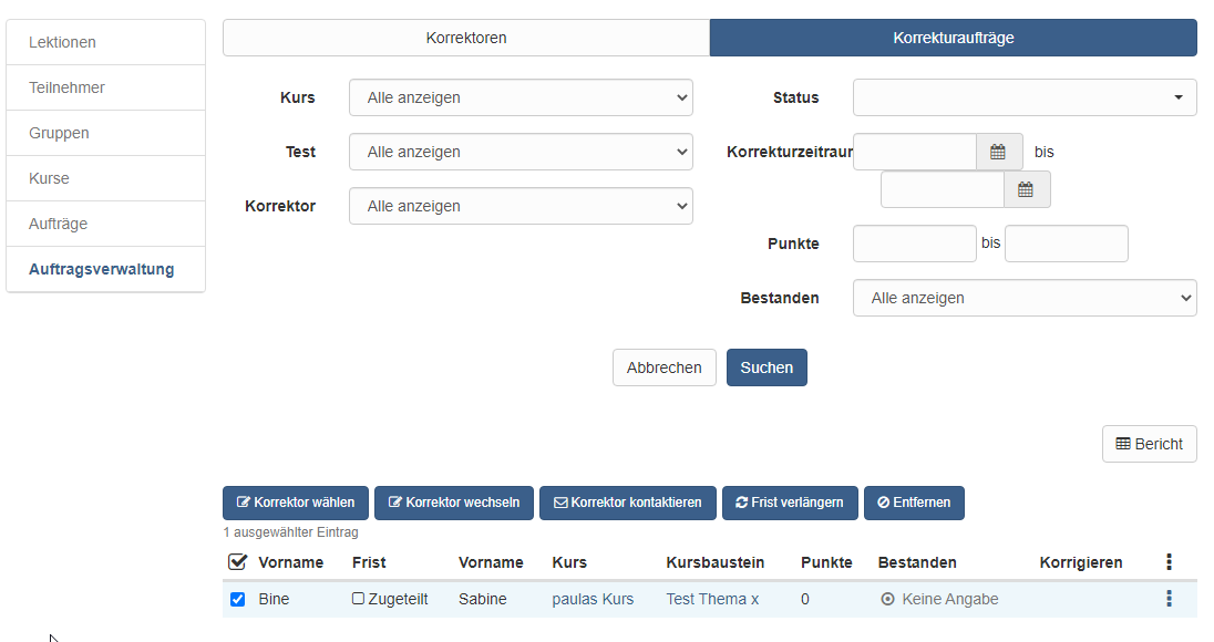 Coching Tool Auftragsverwaltung