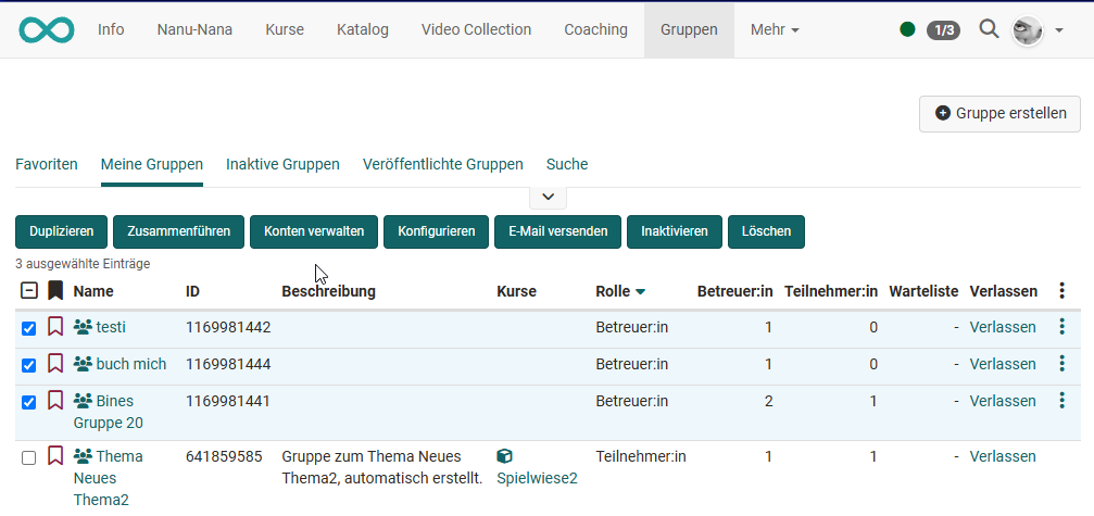 Personen in mehrere Gruppen eintragen