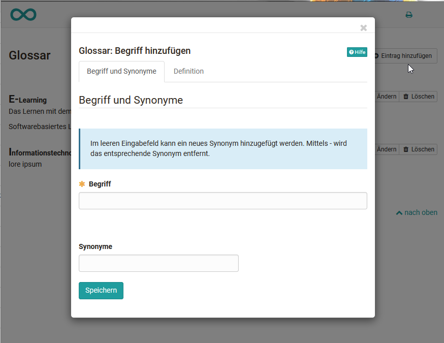 Glossareintrag erstellen