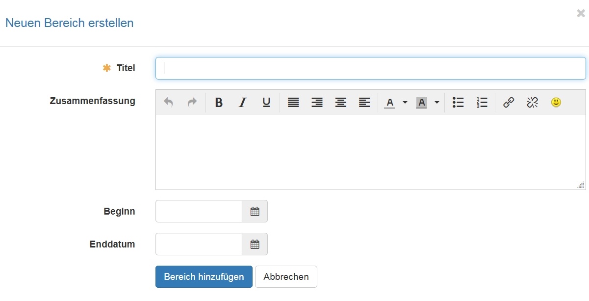 Angaben neuer Portfolio Bereich