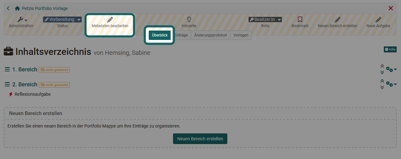 Portfolio Metadaten ändern