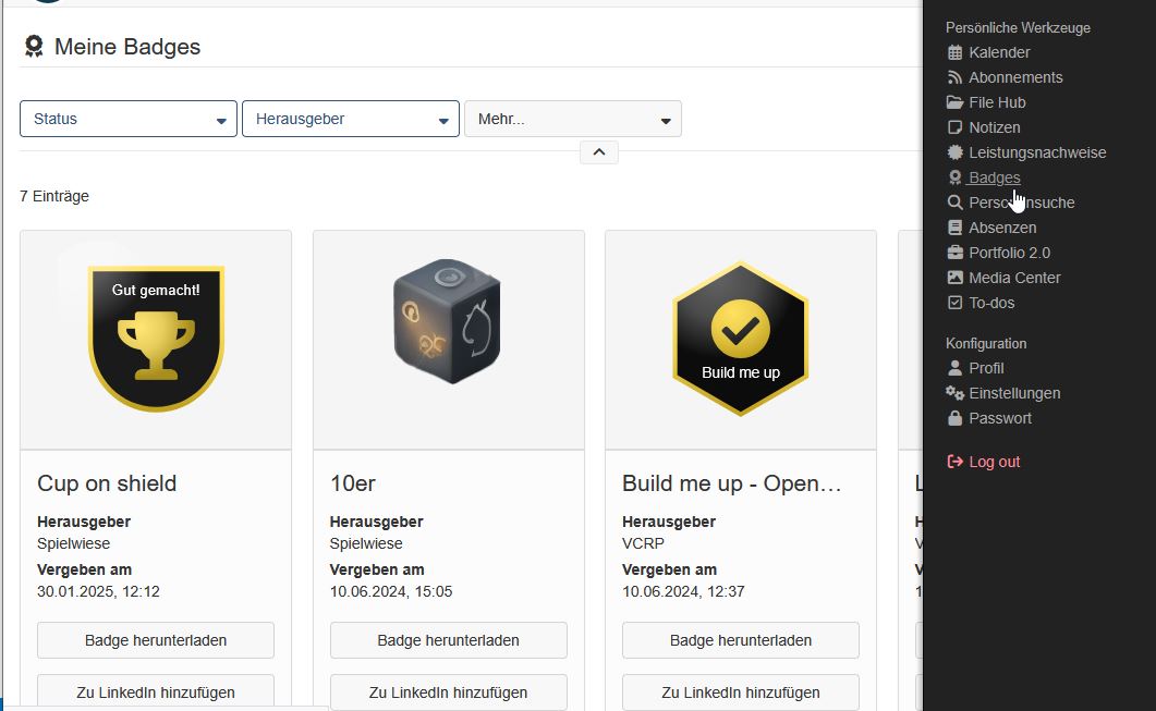 Persönliches Werkzeug für Badges