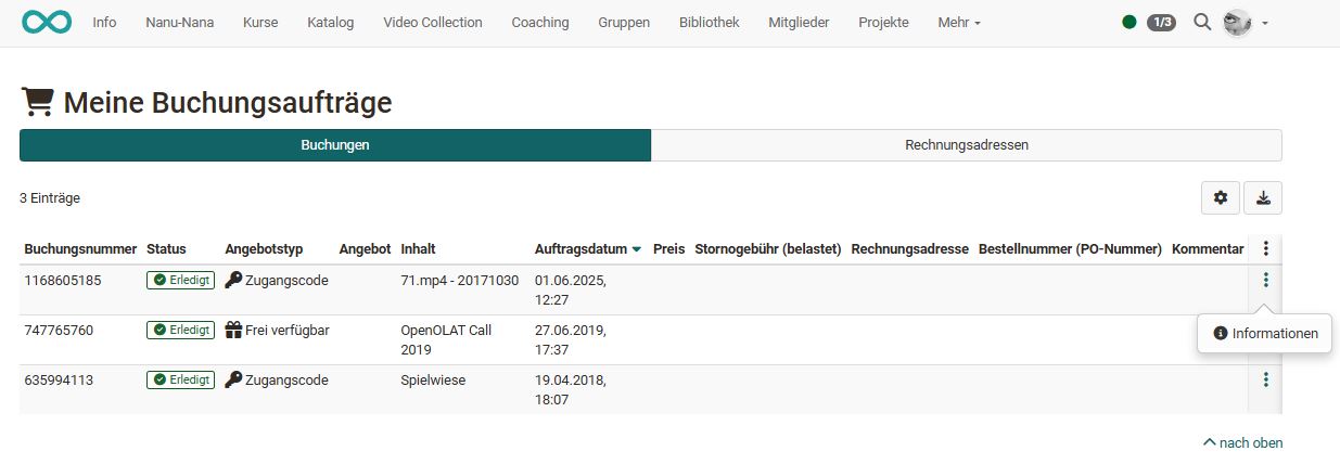 Meine Buchungsaufträge