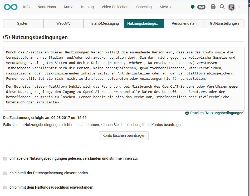 Tab Nutzungsbedingungen