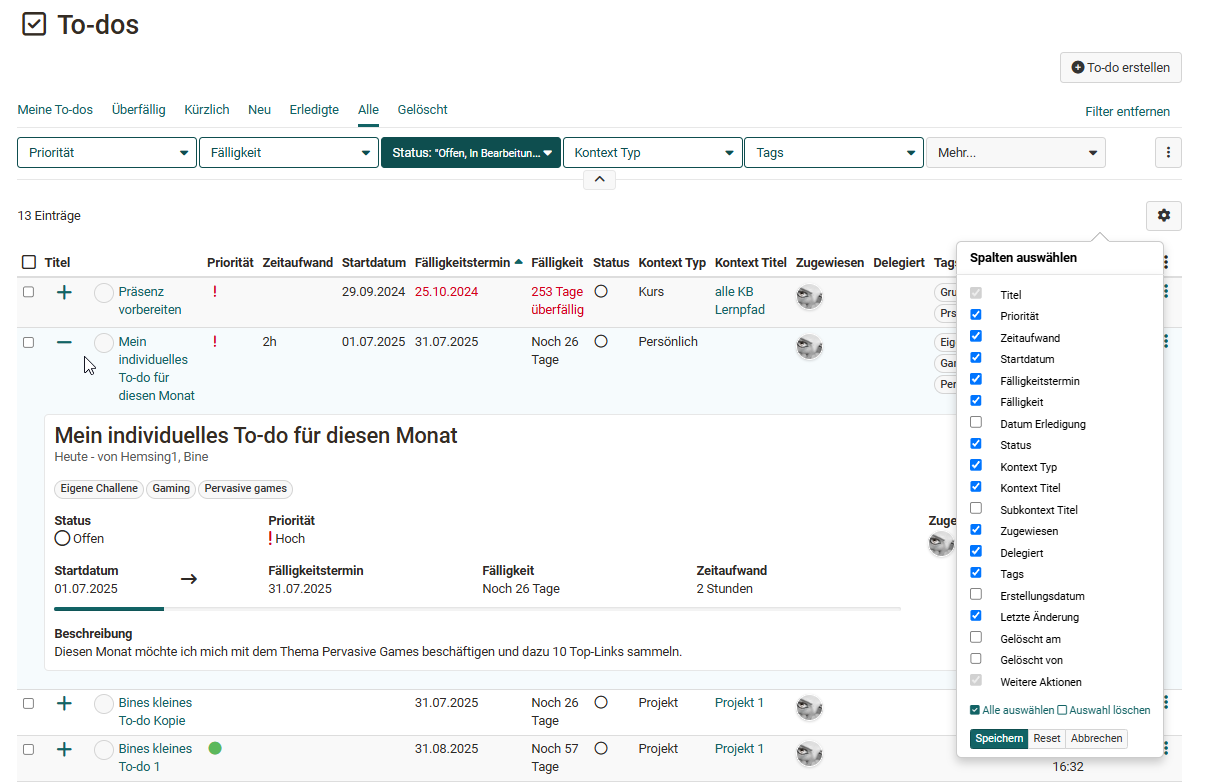 To-do erstellen Userperspektive 