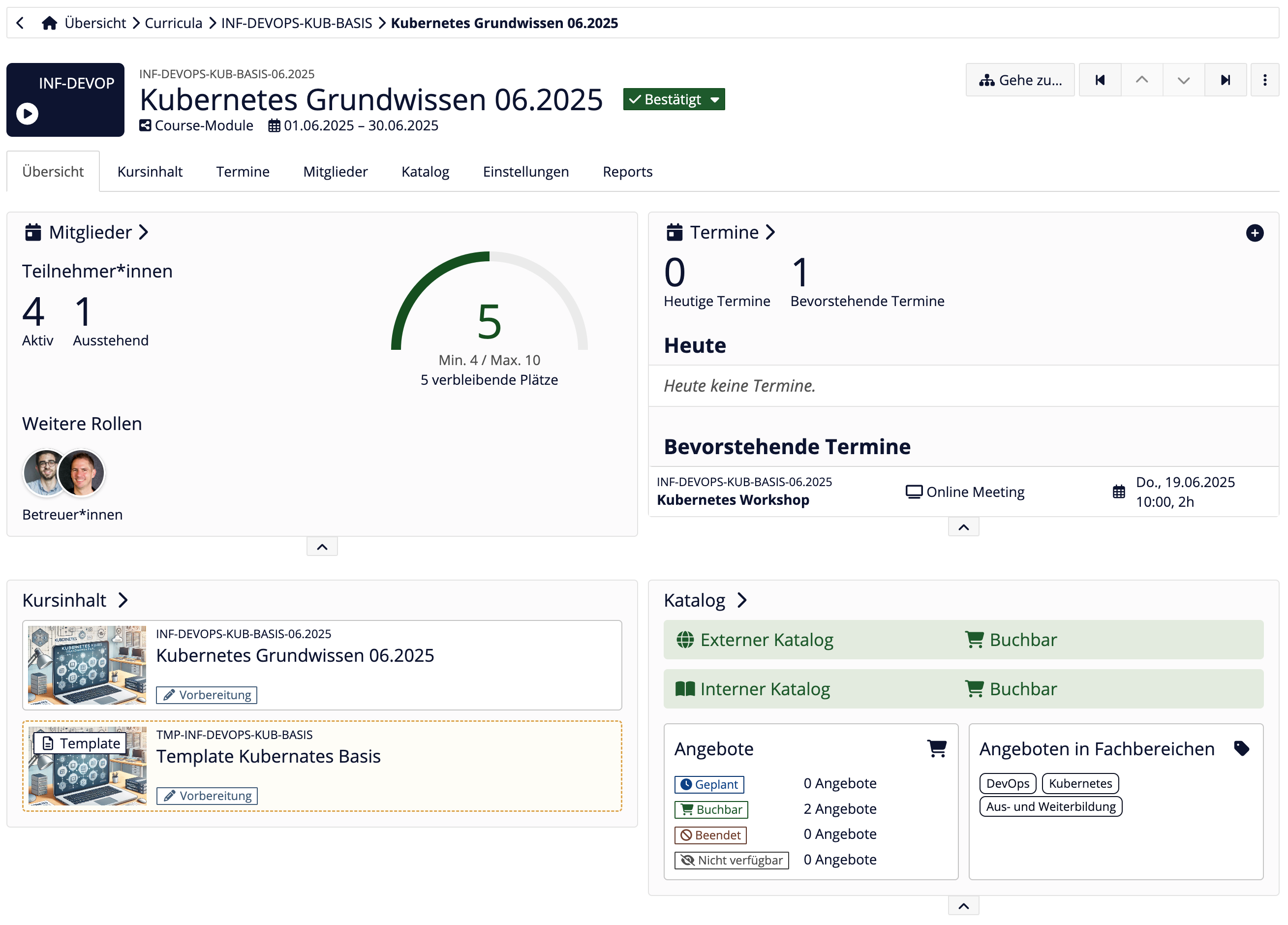 Übersicht zu einer konkreten Durchführung