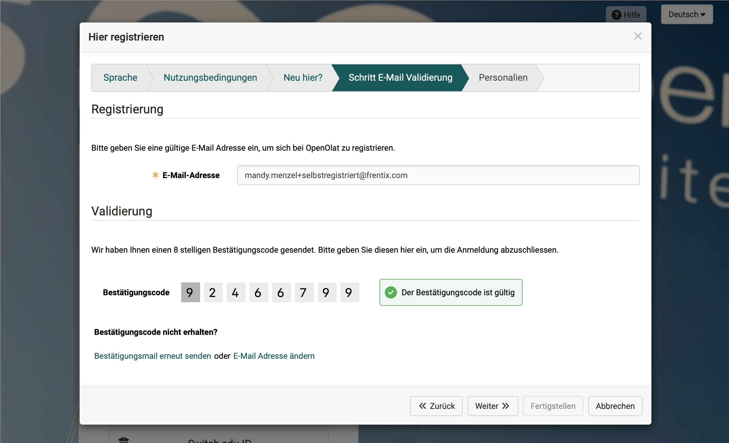 E-Mail-Ad­res­sen-Validierung per Code