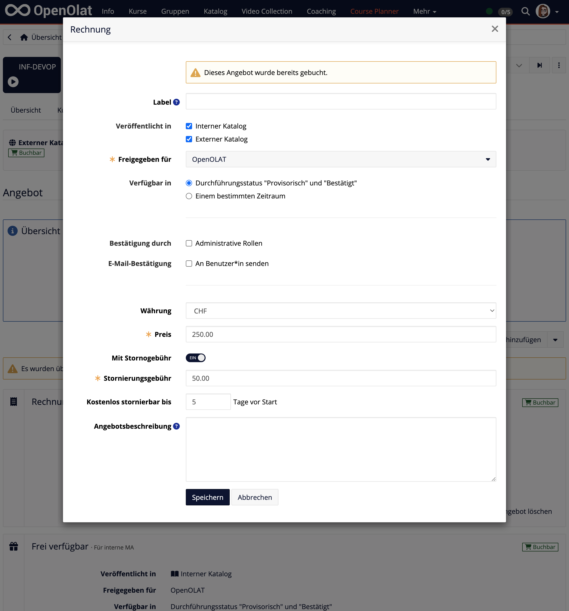 Angebotsart Rechnung