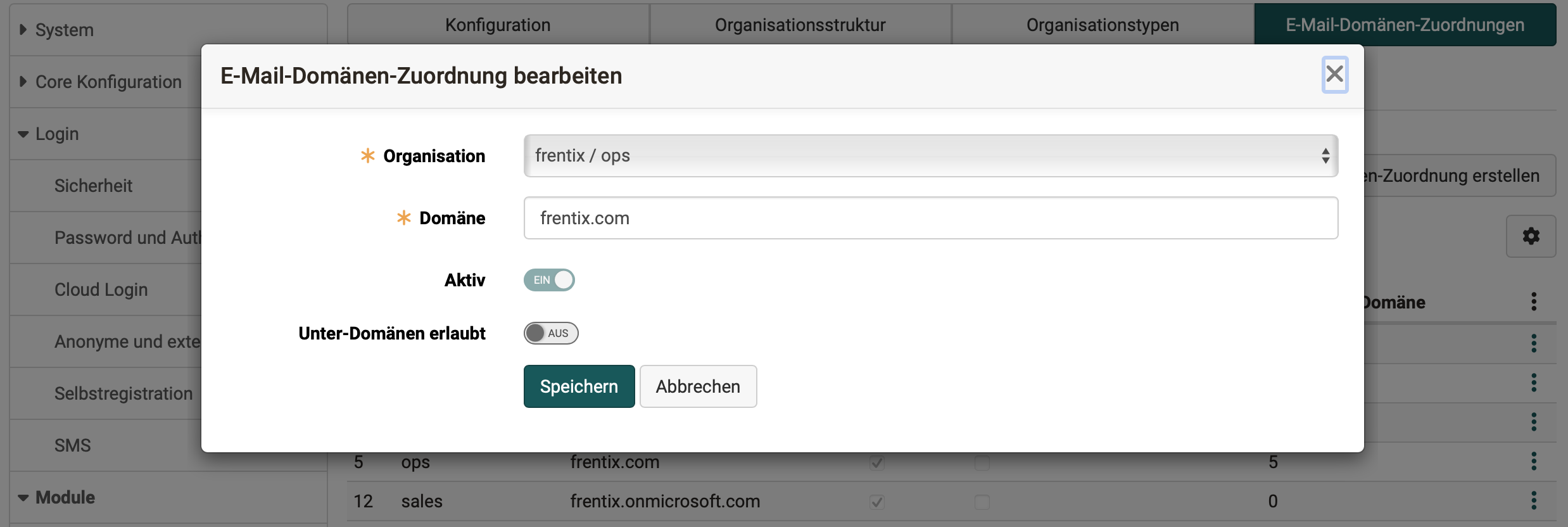 Zuordnung zur Organisation via E-Mail-Domäne