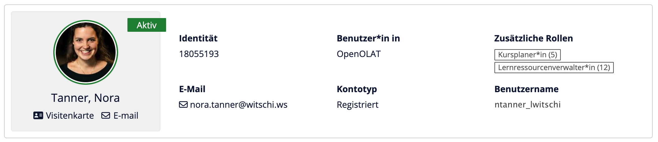Anzeige der Benutzerinformationen in der Benutzerverwaltung