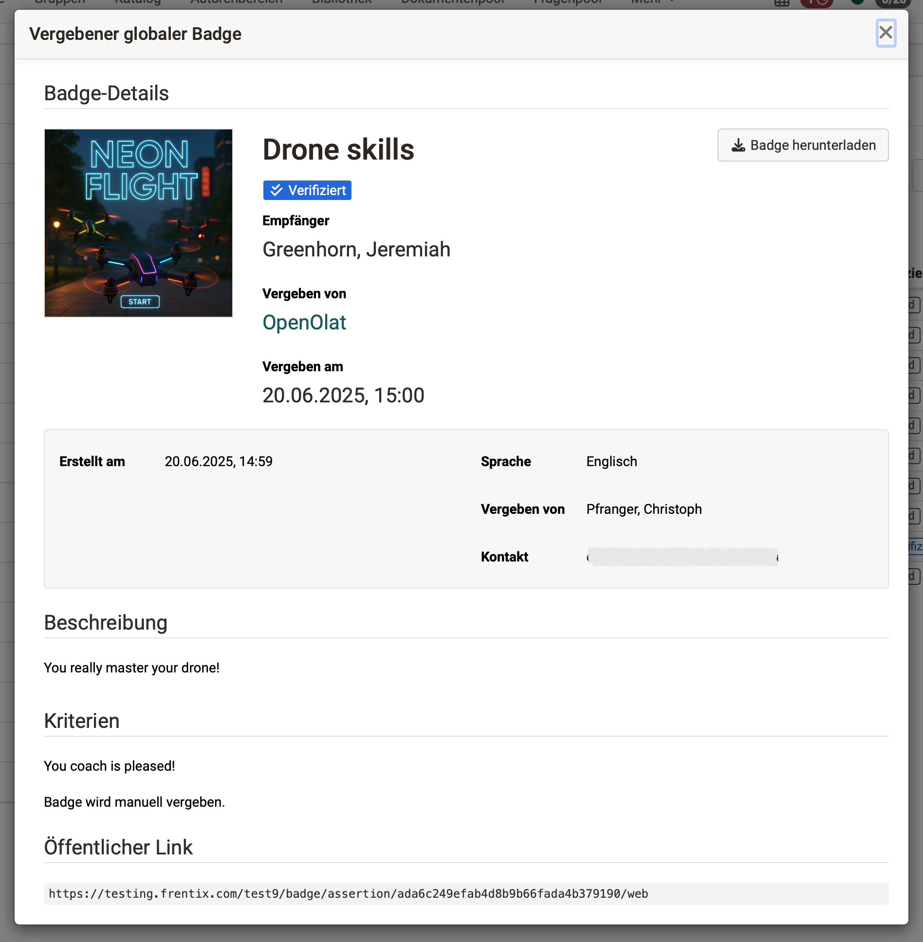 Badge Verifizierung mit Public Key