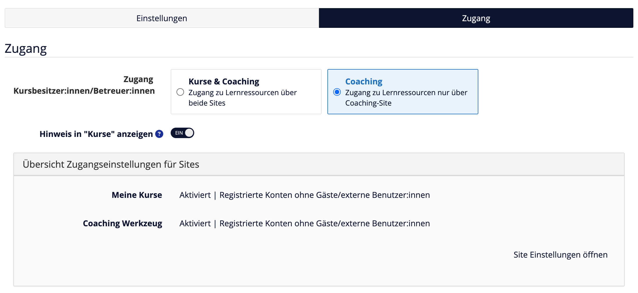 Konfiguration des Lernressourcenzugangs