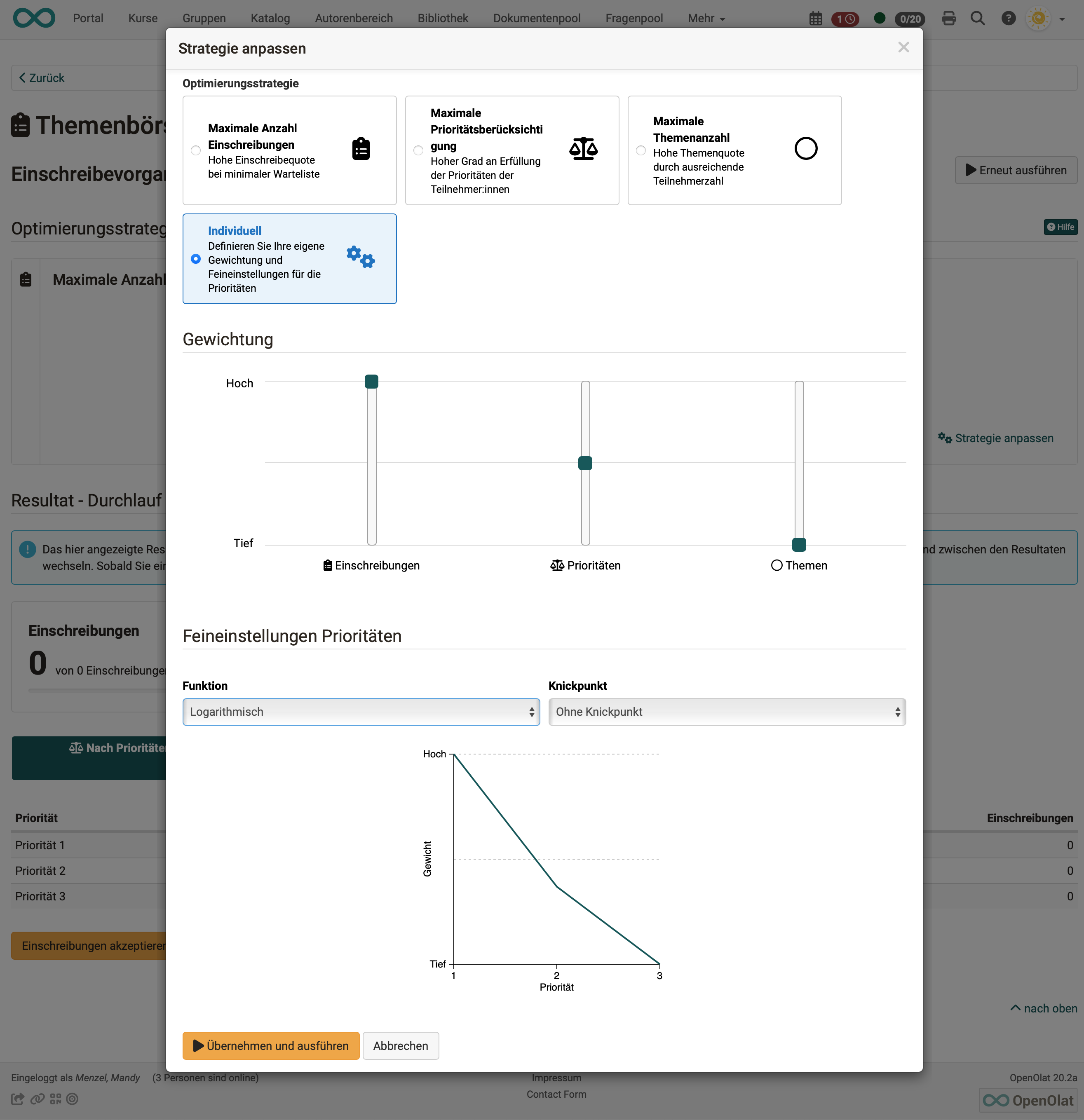 Optimierungsstrategien für Einschreibevorgang