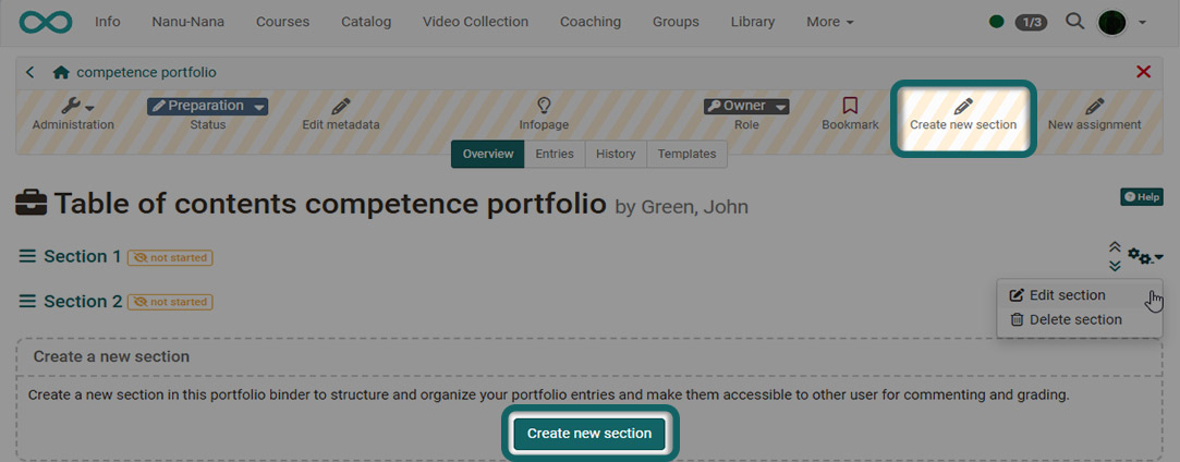 Portfolio create section