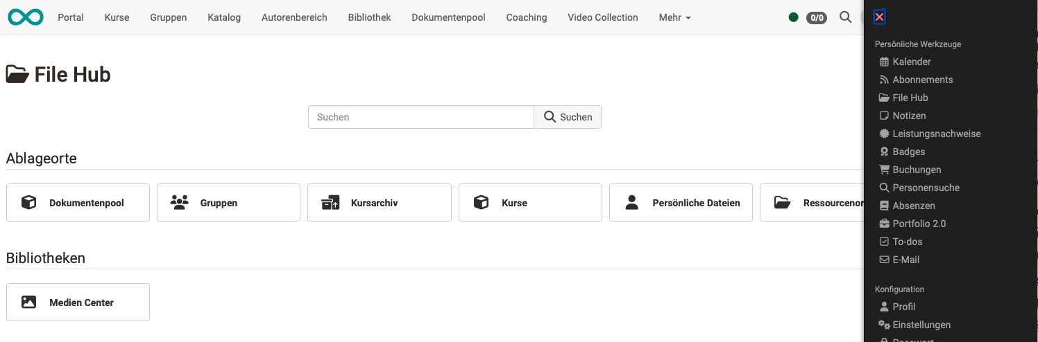 Medien Center Filterfunktion