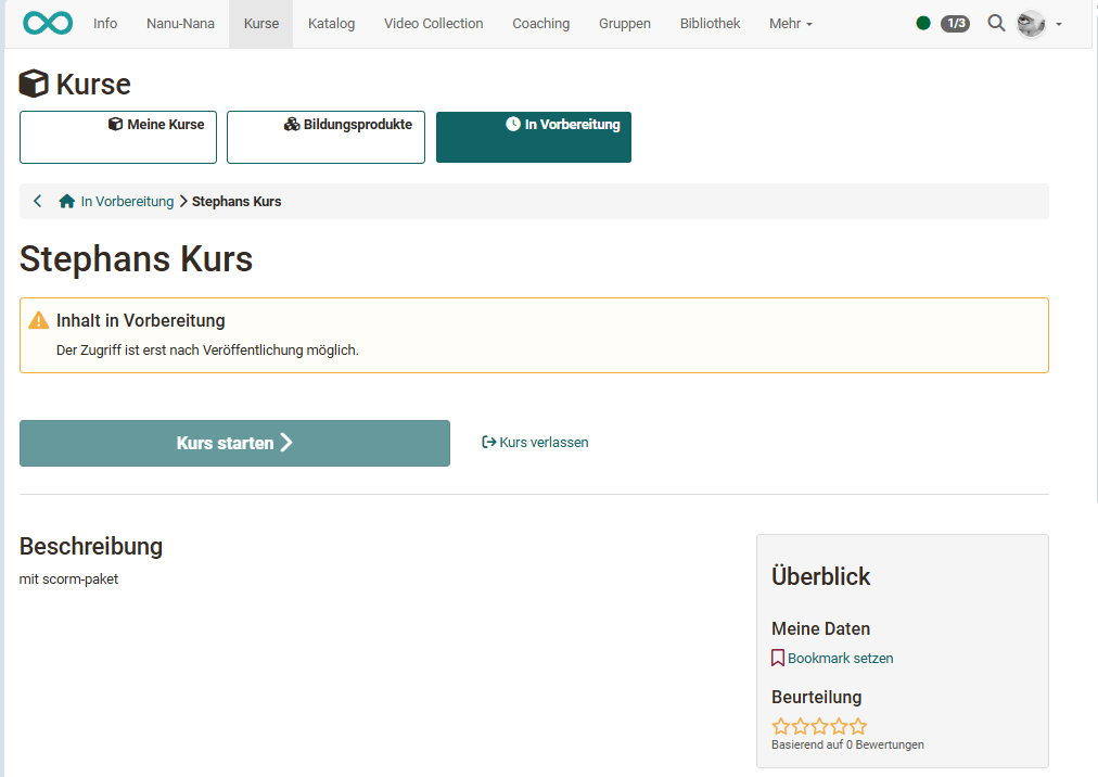 Kurse in Vorbereitung