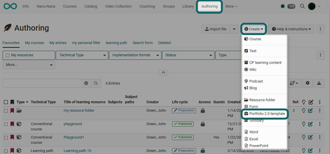 Create Portfolio 2.0 template
