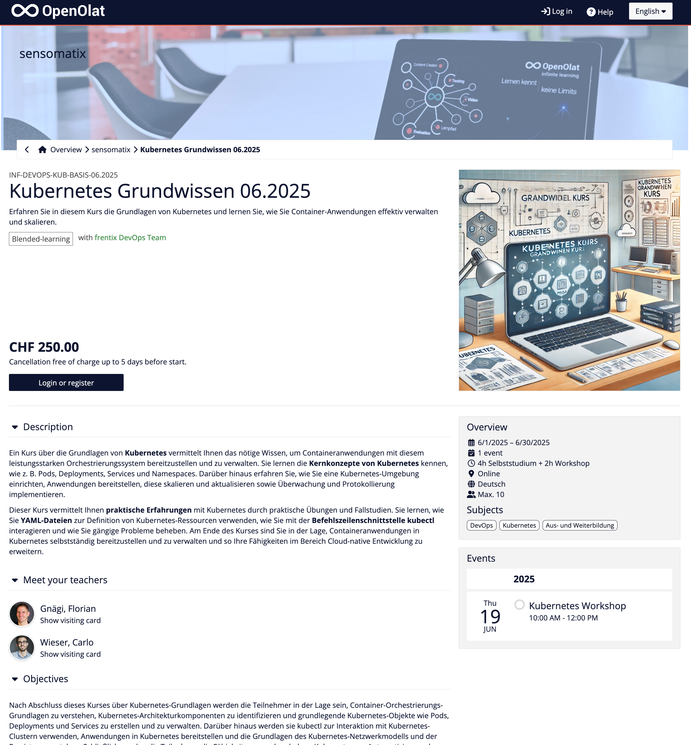 Info page of an implementation