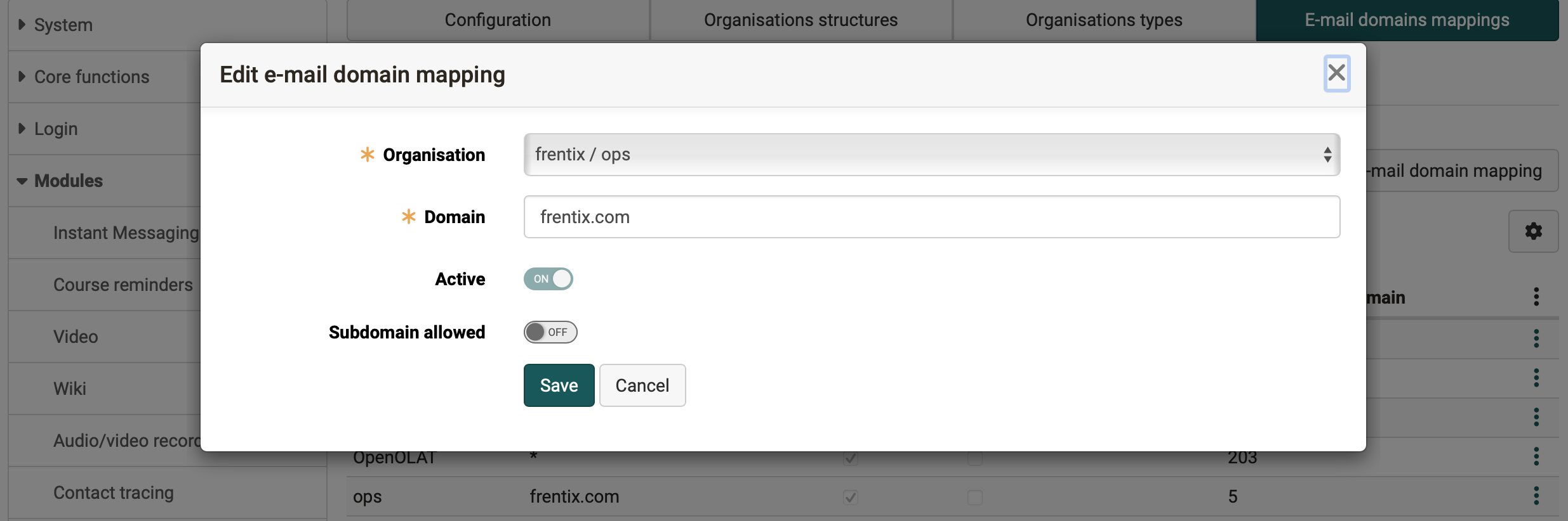 Assignment to the organization via e-mail domain